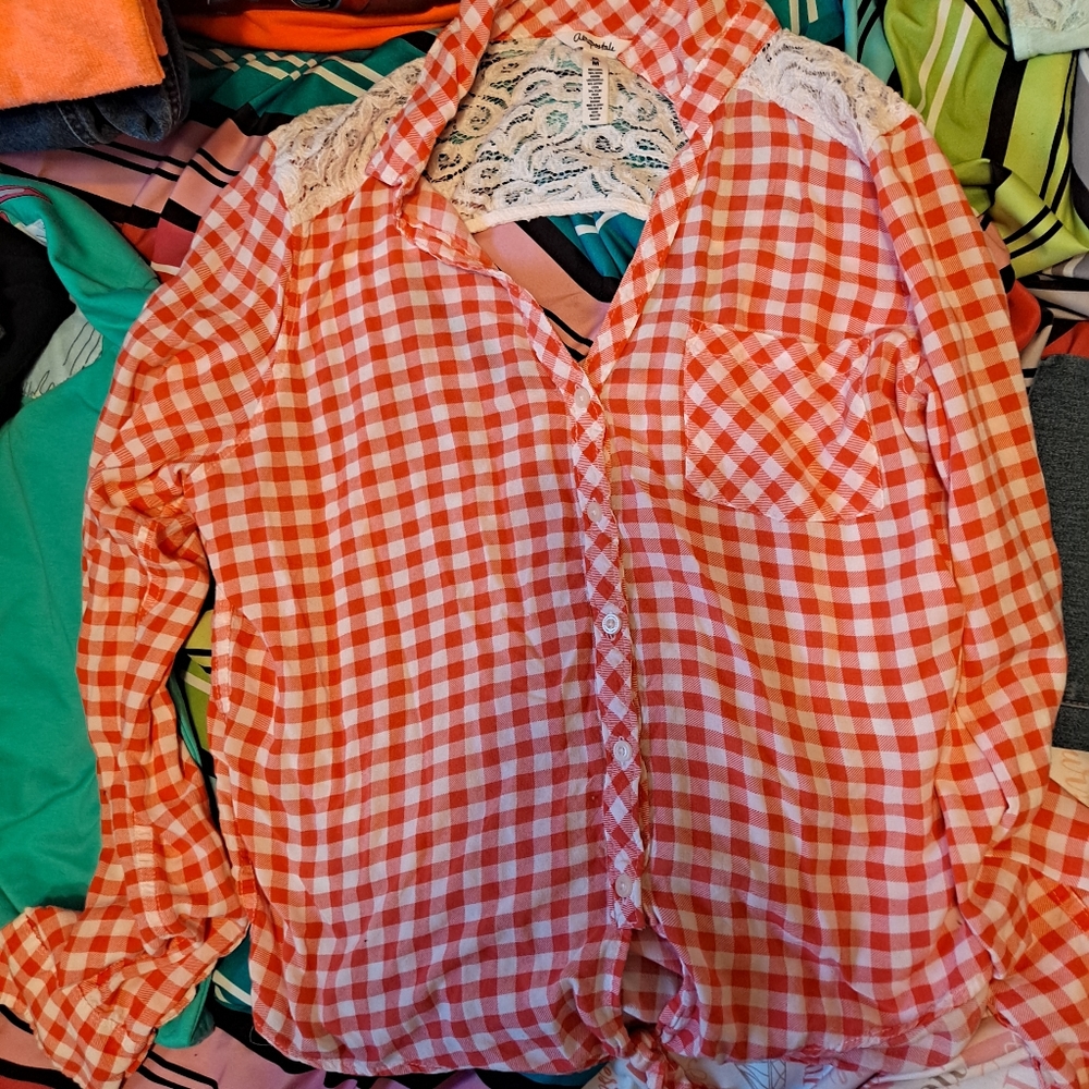 Red and white plaid shirt
